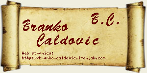 Branko Ćaldović vizit kartica